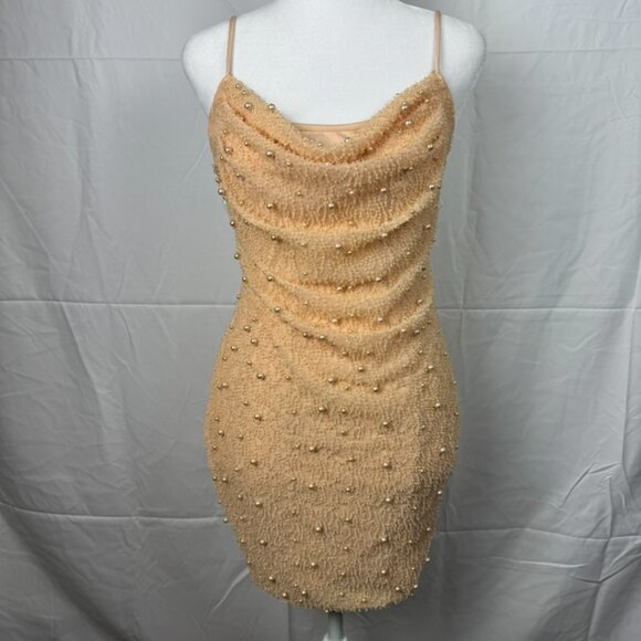 Oh Polly Embellished Mini Dress in Nude - Picture 2 of 4